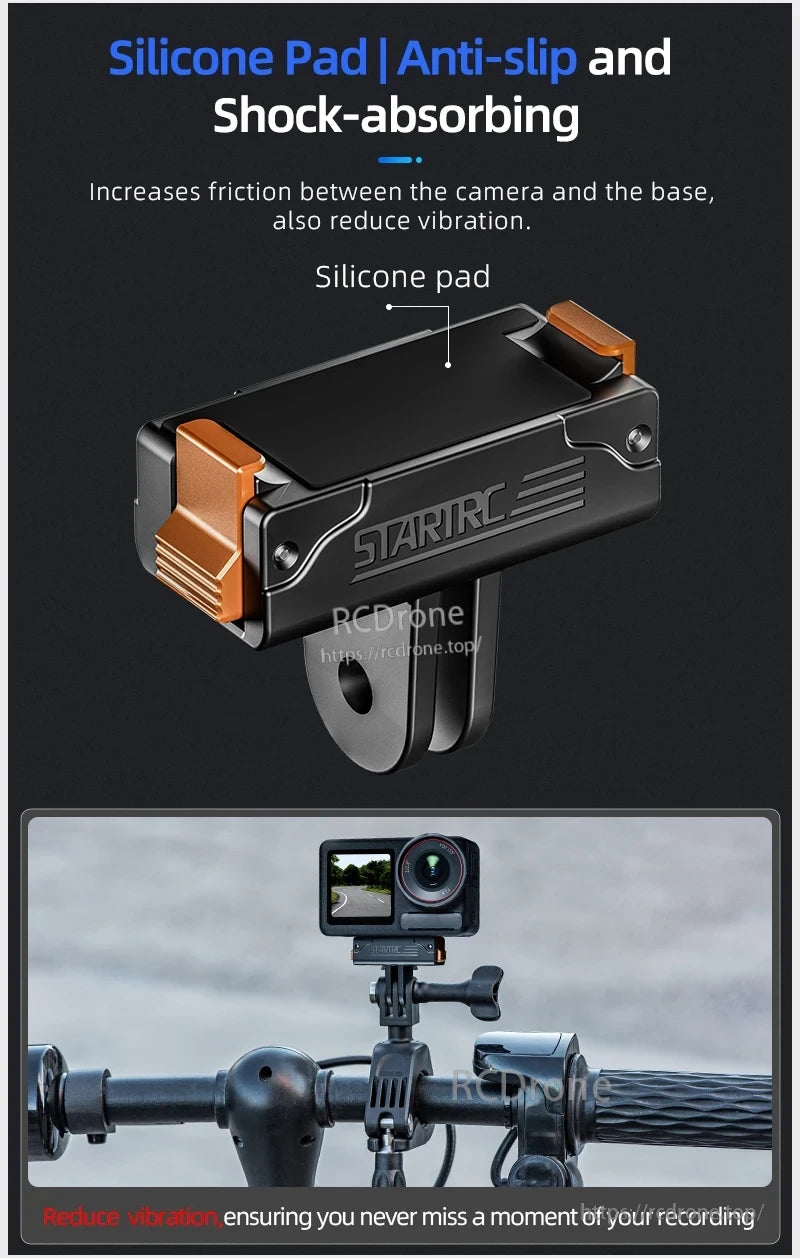 DJI Action 5 Mount, Silicone pad enhances grip, reduces vibration, and ensures stable camera mounting. (9 words)