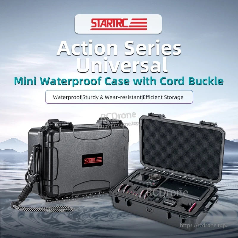 DJI Action 5 Pro Waterproof Case, STARTRC Action Series Universal Mini Waterproof Case with Cord Buckle