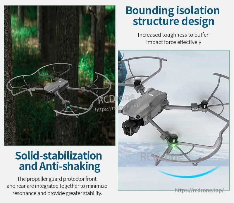 DJI Air 3 Landing Gear, Bounding isolation design improves impact resistance and ensures solid stabilization with anti-shaking features for enhanced stability.