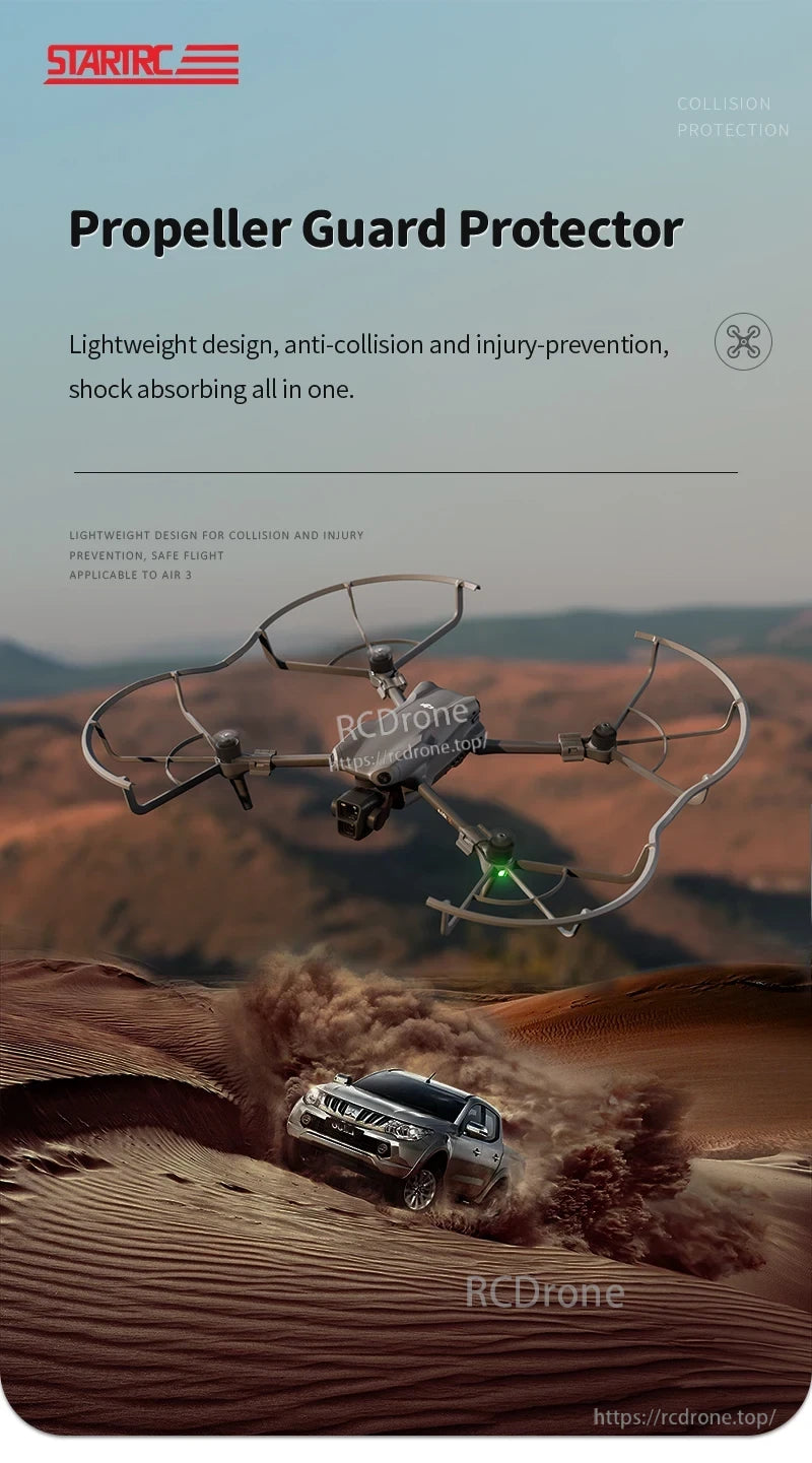 DJI Air 3 Landing Gear, Lightweight propeller guard for Air 3, offering anti-collision, shock absorption, and injury prevention for safer flights.