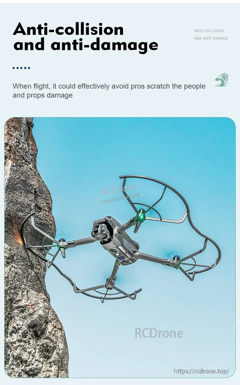 DJI Air 3 Landing Gear, Anti-collision and anti-damage protection for safe flight near obstacles.