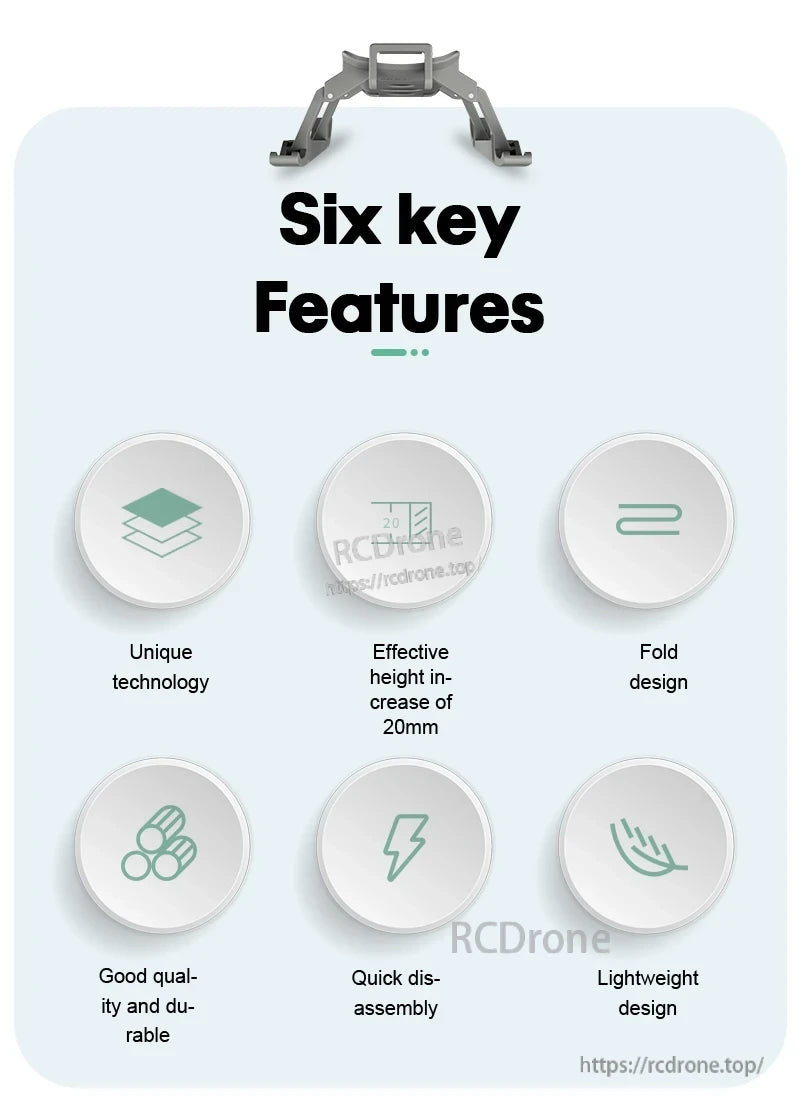 DJI Air 3 Landing Gear, Compact, durable drone with unique 20mm foldable design, lightweight for easy transport and quick disassembly.