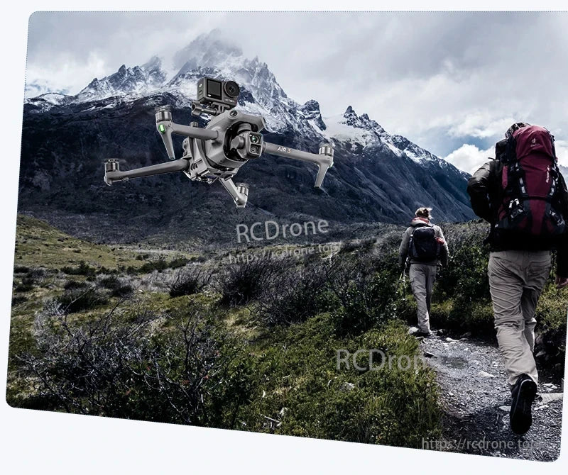 DJI Air 3 Mount Holder, Devices can be mounted on drones' top or bottom for action cameras, LED lights, searchlights, and speakers.