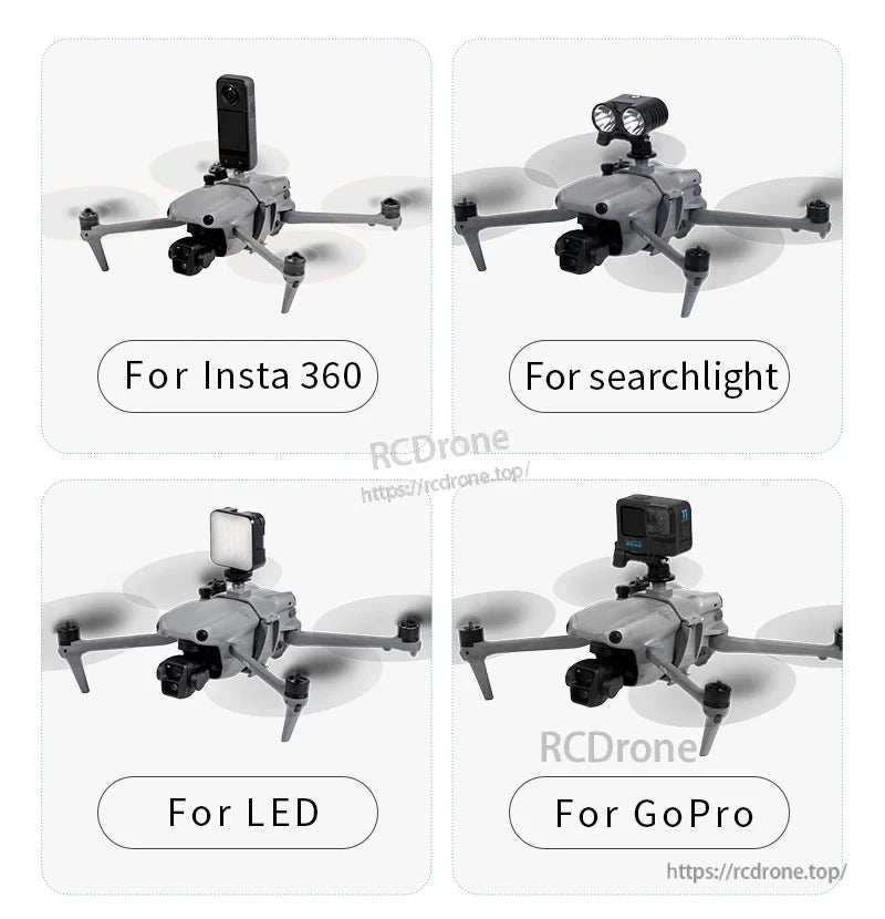 DJI Air 3 Mount Holder, Multifunctional holder for DJI Air 3 with expansion bracket and cold shoes for mounting cameras and accessories.