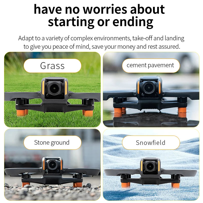 DJI Avata 2 Foot Pads ensure stable take-off and landing on grass, cement, stone, and snow.