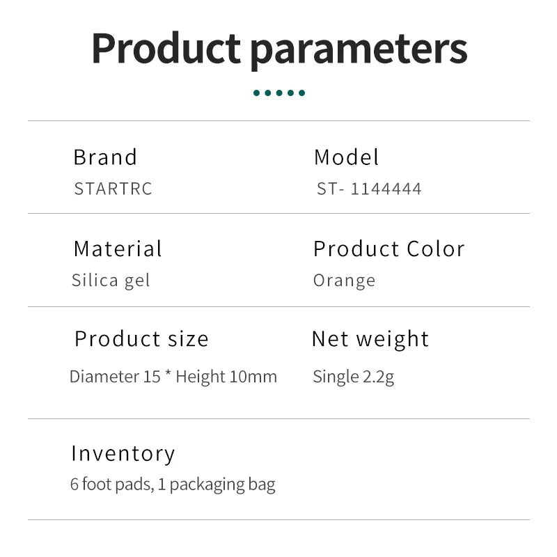 DJI Avata 2 Foot Pads, Orange silica gel foot pads, 6 pcs, 2.2g each, for STARTRC ST-1144444 drone, providing shock absorption and stability during flight operations.