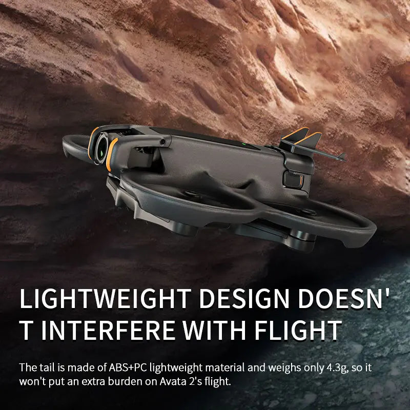 DJI Avata 2 Tail Wing, Lightweight 4.3g ABS+PC tail wing enhances Avata 2 stability without affecting flight performance.