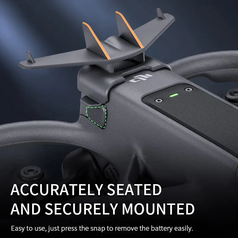 DJI Avata 2 Tail Wing, Accurately seated and securely mounted battery holder