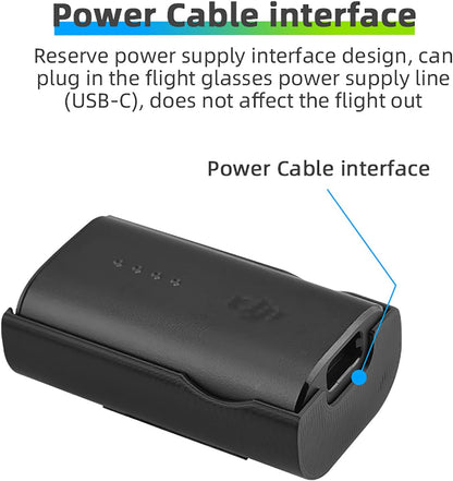 DJI FPV Goggles Battery Holder, Design for reserve power supply interface and power cable interface to accommodate USB-C and flight goggles' power supply.