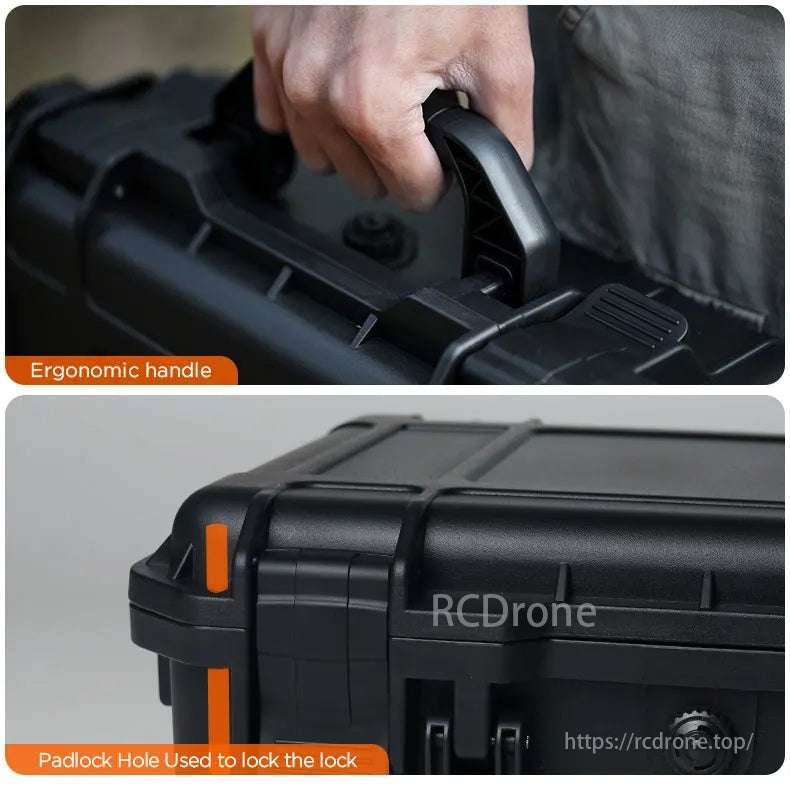 DJI Flip Waterproof Case, Ergonomic handle, padlock hole used to lock the lock.