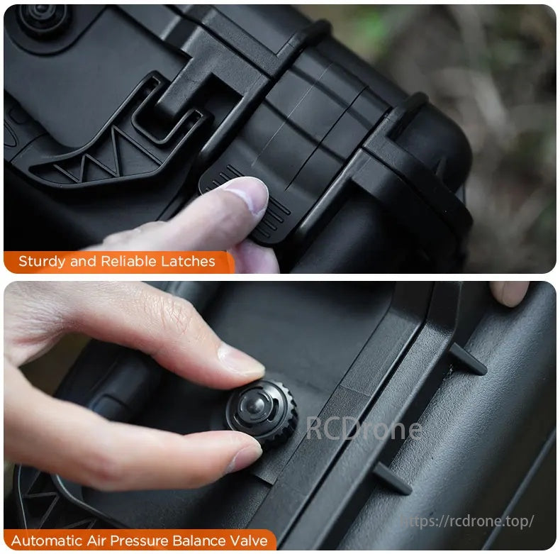 DJI Flip Waterproof Case, Sturdy and Reliable Latches, Automatic Air Pressure Balance Valve.