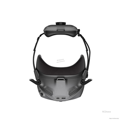 DJI Goggle, Front view of DJI FPV goggles headset with padded face cushion, adjustable headband, USB-C port and microSD slot.