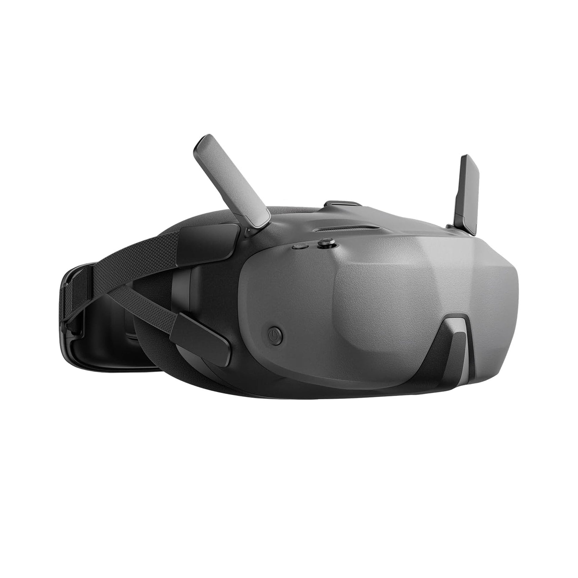 DJI Goggle, DJI FPV-style goggles with dual antennas, adjustable head strap, and side control buttons in gray and black