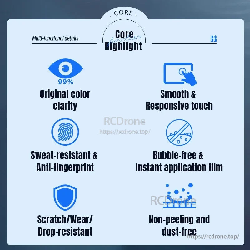 DJI Mavic 4 Pro Screen Protector, 99% color clarity, responsive touch, sweat and fingerprint resistant, scratch/drop proof, bubble-free application, dust-free, non-peeling screen protector.