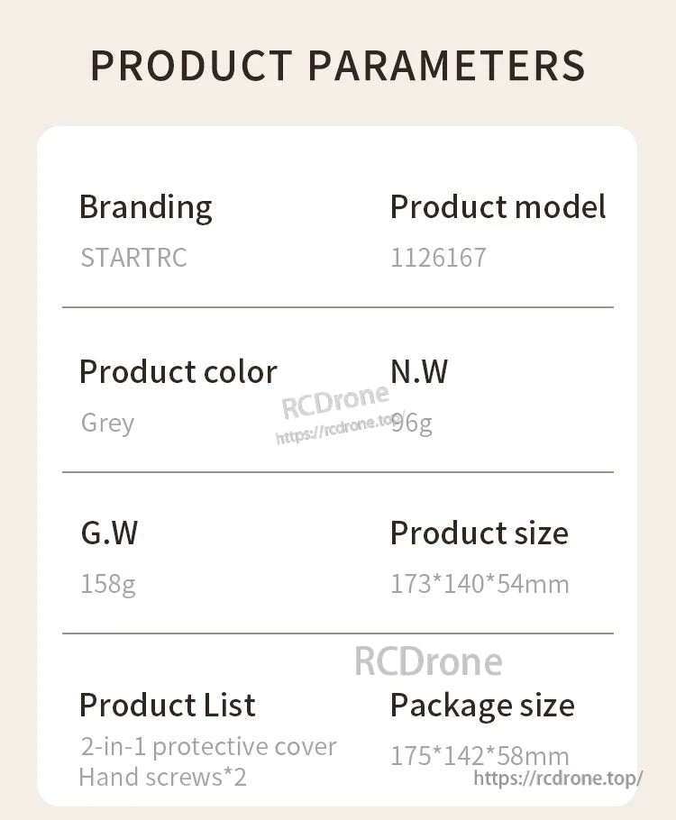 DJI Mini 4 Joystick Protector, STARTRC 1126167 grey joystick protector, 96g net, 158g gross, 173×140×54mm, includes 2-in-1 cover and 2 hand screws.