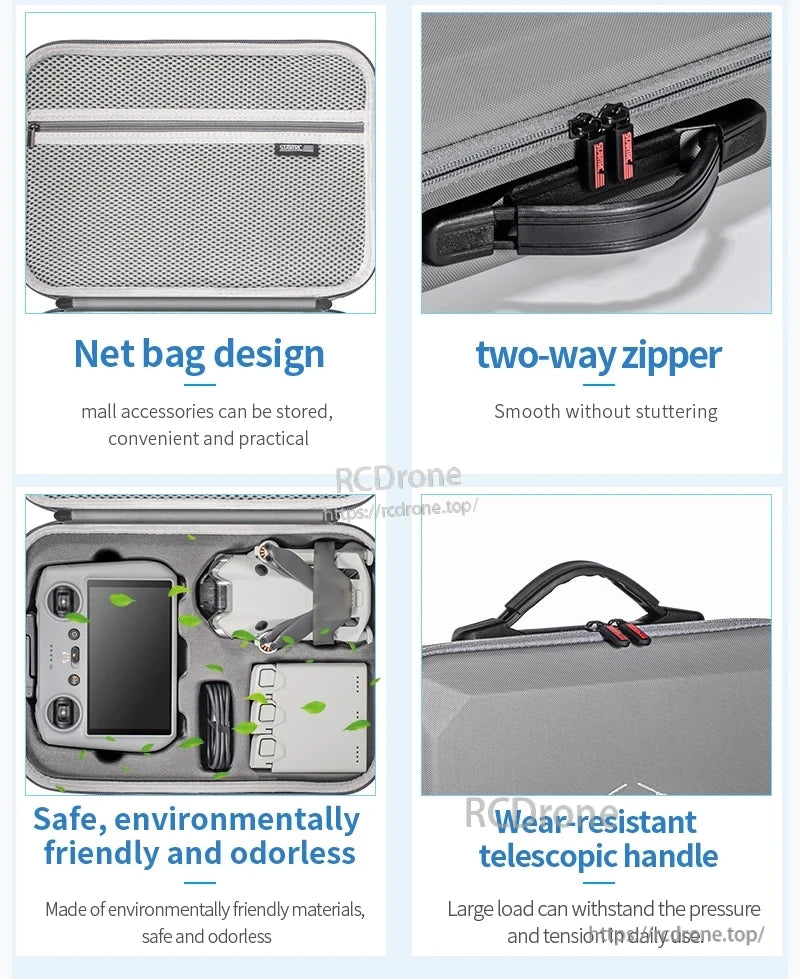 The DJI Mini 4 Pro Carry Case features an easy-to-use net design and a durable, odorless handle for convenient storage.