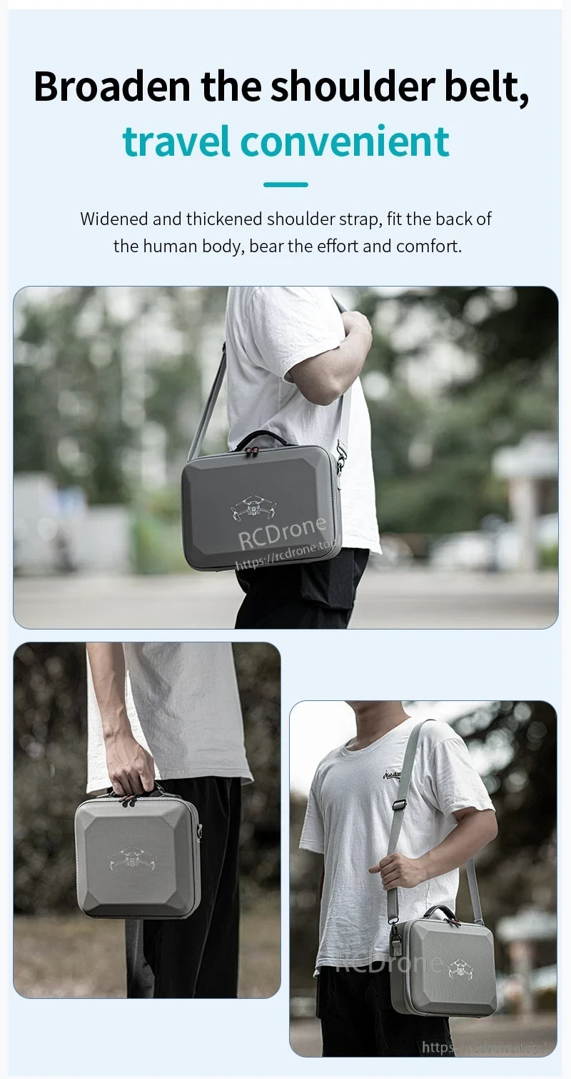 DJI Mini 4 Pro Carry Case, The shoulder belt broadens for comfortable travel convenience.