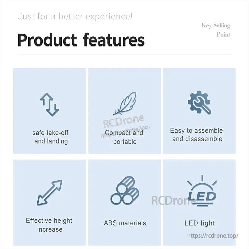 DJI Mini 4 Pro Landing Gear, Safe take-off, compact, easy assembly, height increase, ABS material, LED light