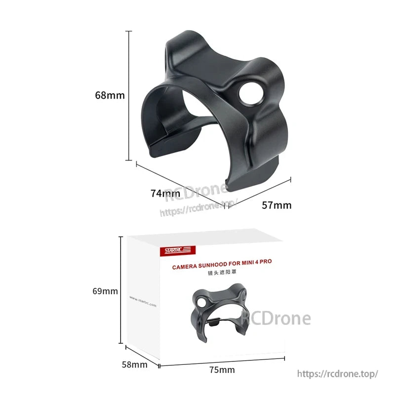 DJI Mini 4 Pro Lens Hood, Camera sunhood for Mini 4 Pro, size 68x74x57mm; packaging 69x75x58mm—blocks glare, enhances photo clarity.