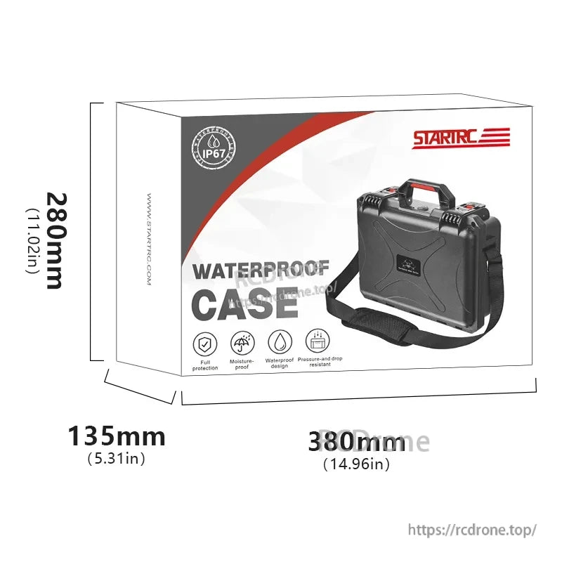 DJI Mini 5 Pro Water Case, IP67 waterproof case offers full protection, moisture-proof, pressure and drop resistance; dimensions: 380x135x280mm.