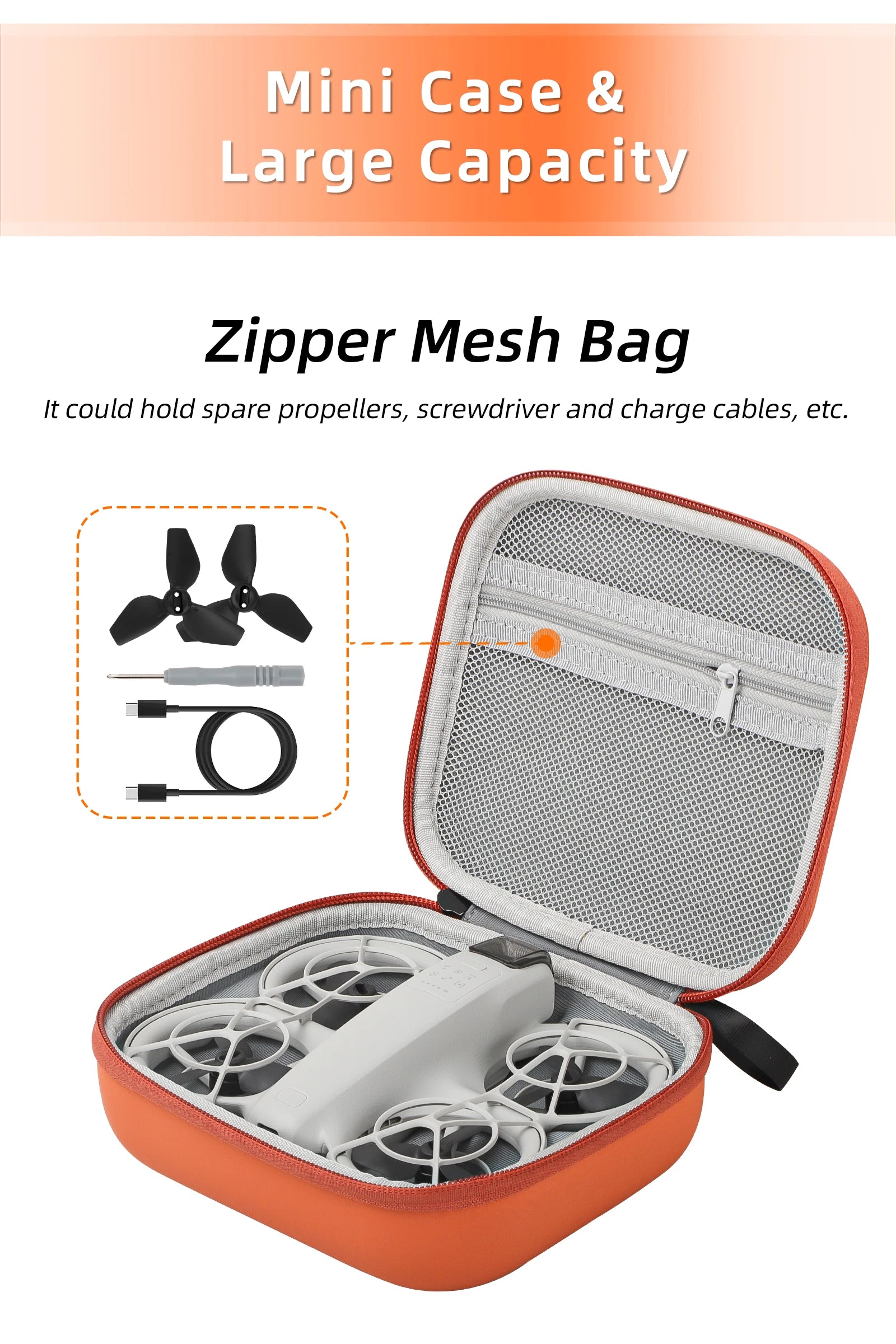 DJI Neo Drone Accessory Kit, This kit includes a mini case and bag for storing spare parts.