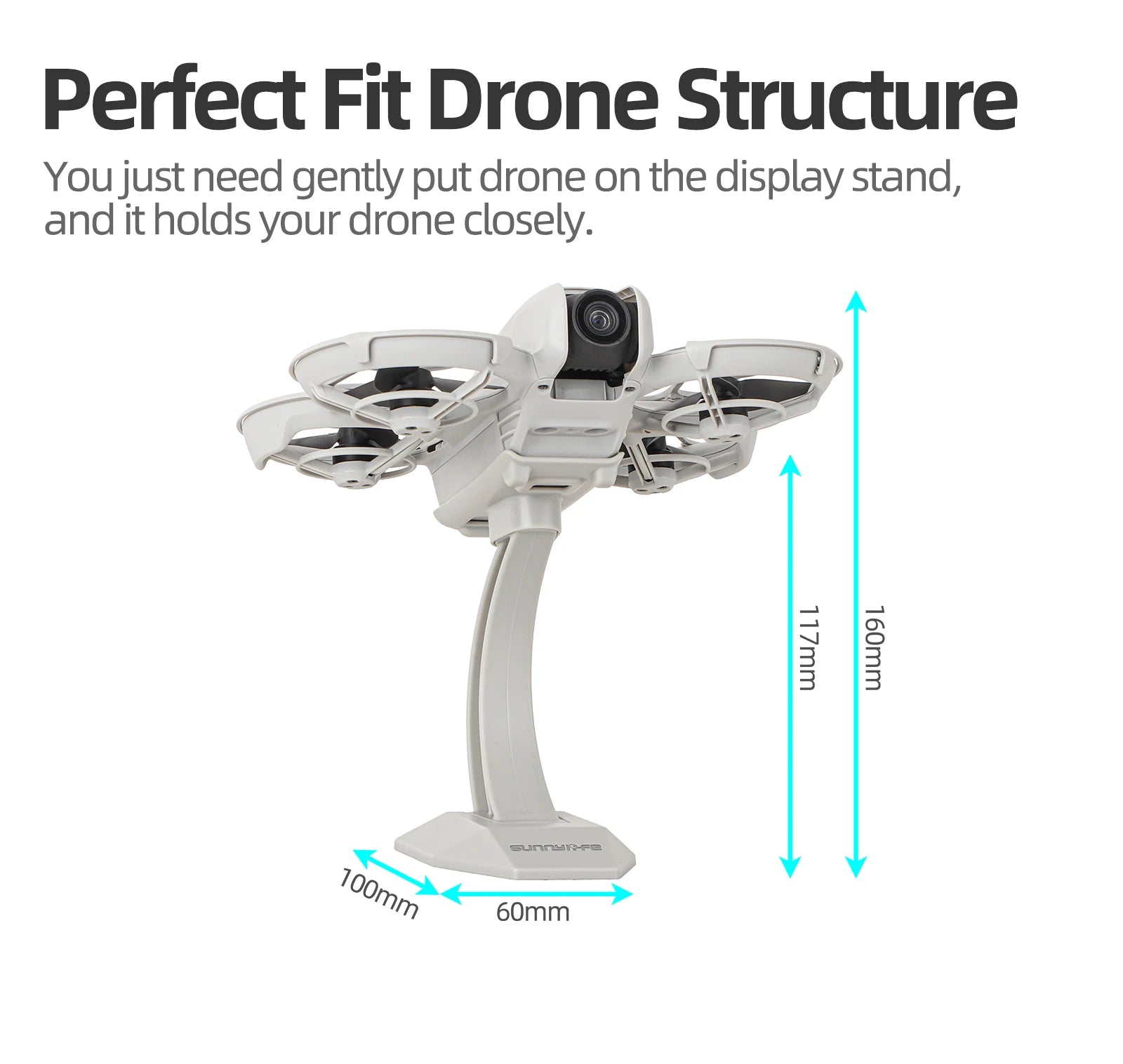 DJI Neo Drone Accessory Kit, The Perfect Fit Drone Stand securely holds your drone using a gentle placement method, with a compact 60mm x 100mm design.