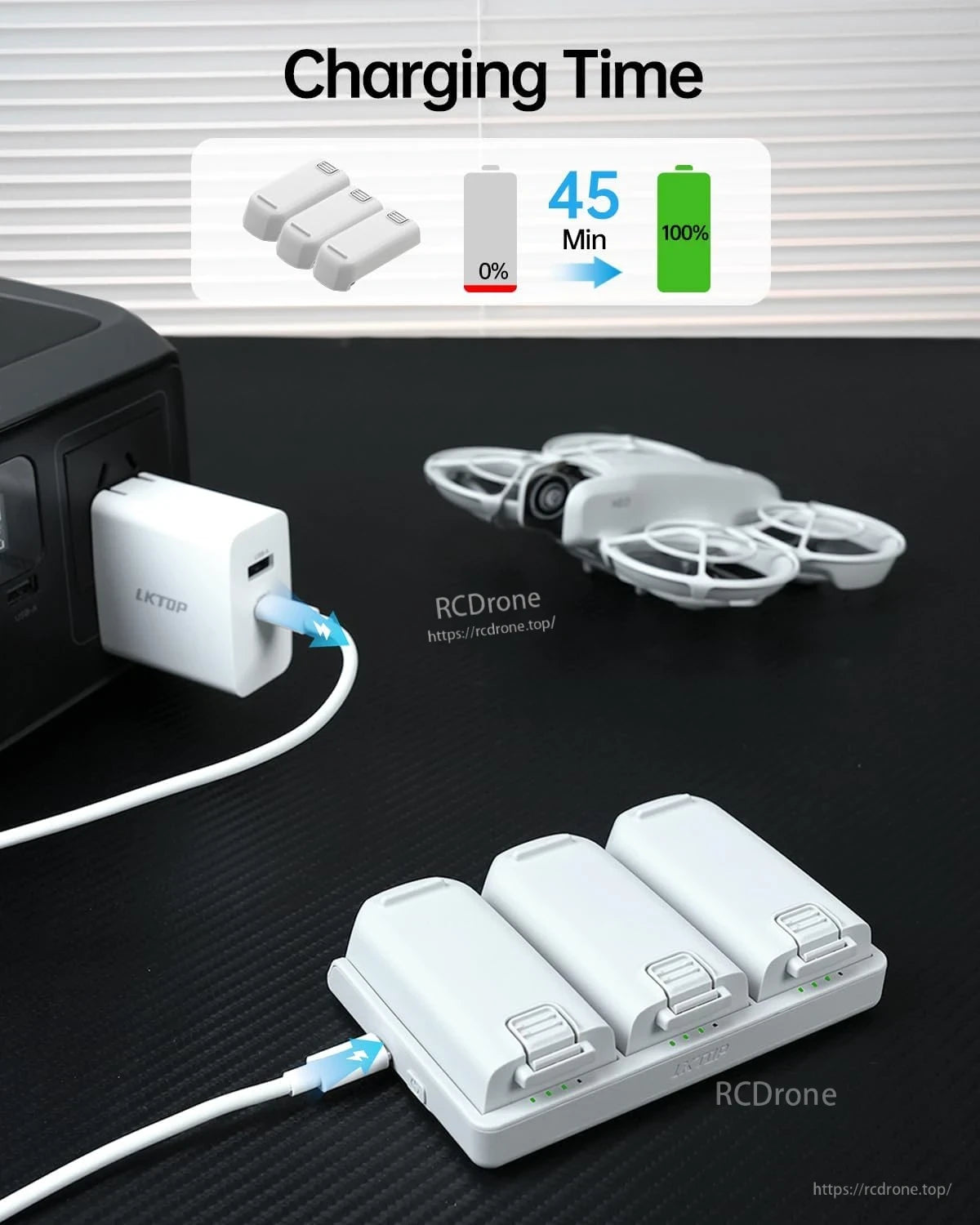 DJI Neo Charger Hub, The LKTOP Neo Two-Way Charging Hub charges DJI Neo intelligent flight batteries.