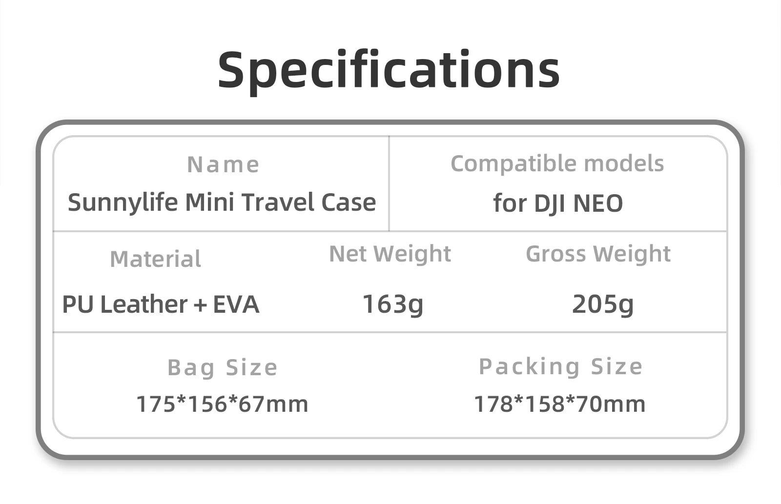 DJI Neo Drone Bag, Waterproof hard case for DJI Neo Drone compatible with Sunnylife Mini Travel Case, made of PU leather and EVA material.