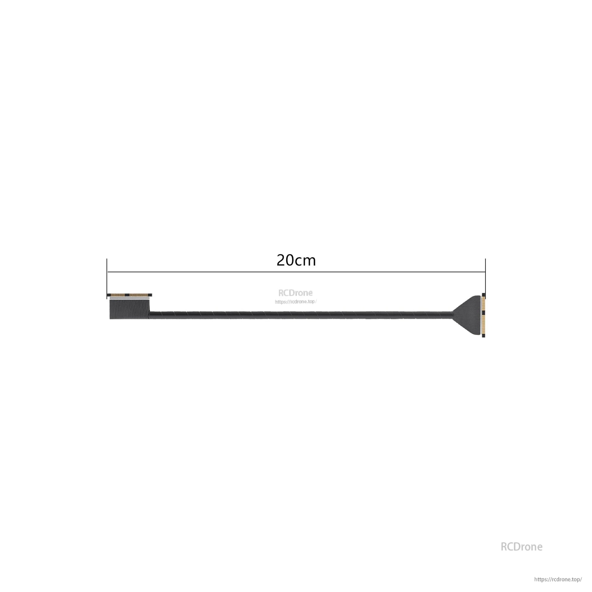 20 cm coaxial replacement lead with board connectors, straight cable view with length label