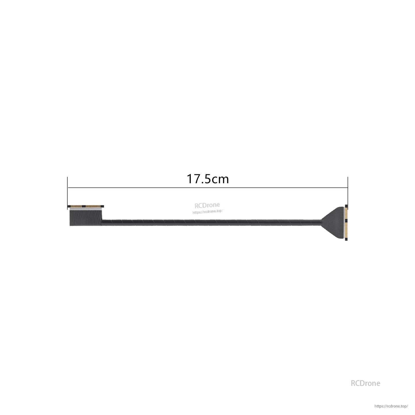 17.5 cm coaxial lead with two small board connectors, length dimension shown above cable