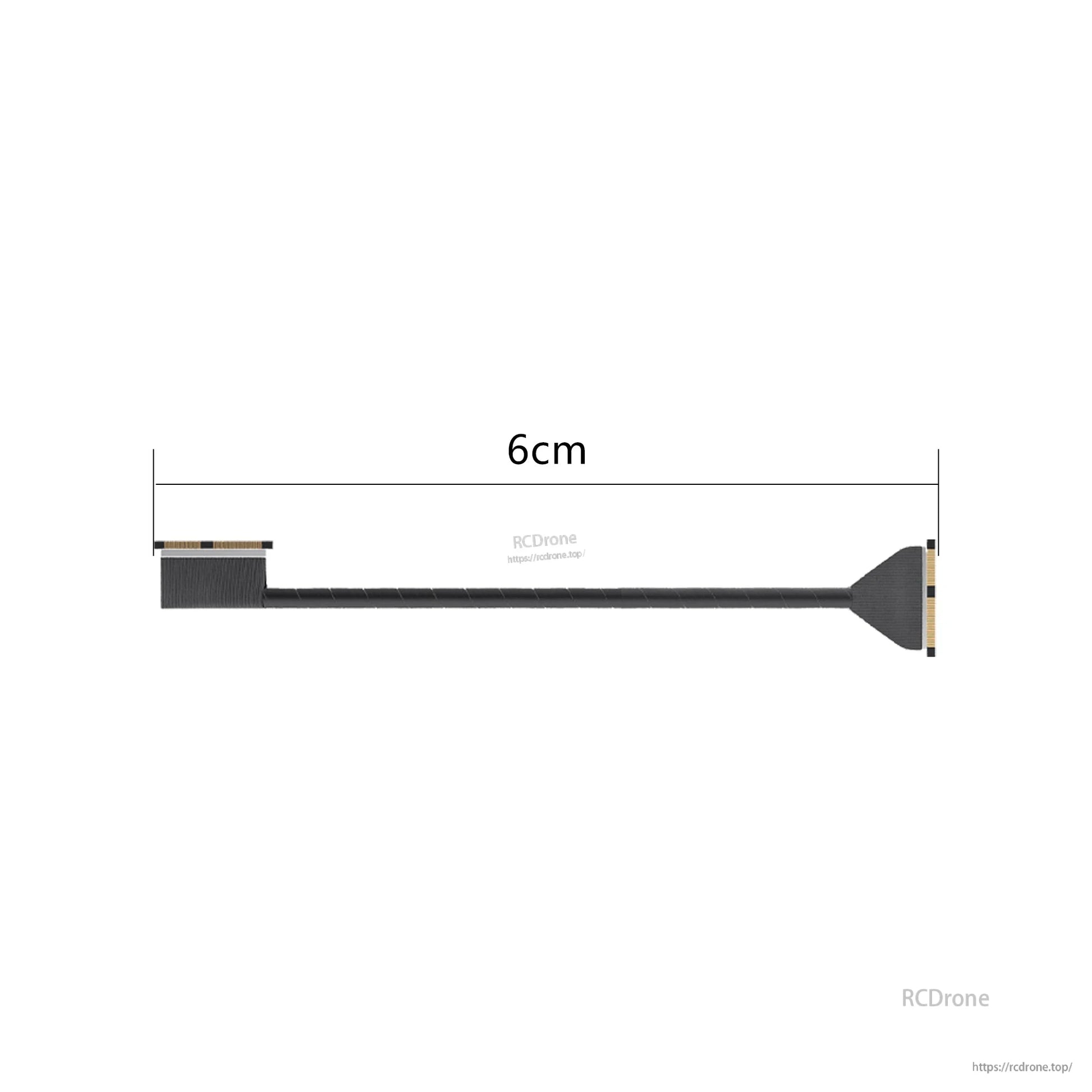 DJI O4 Pro Coaxial Cable 6 cm version, straight black lead with board connectors and length scale