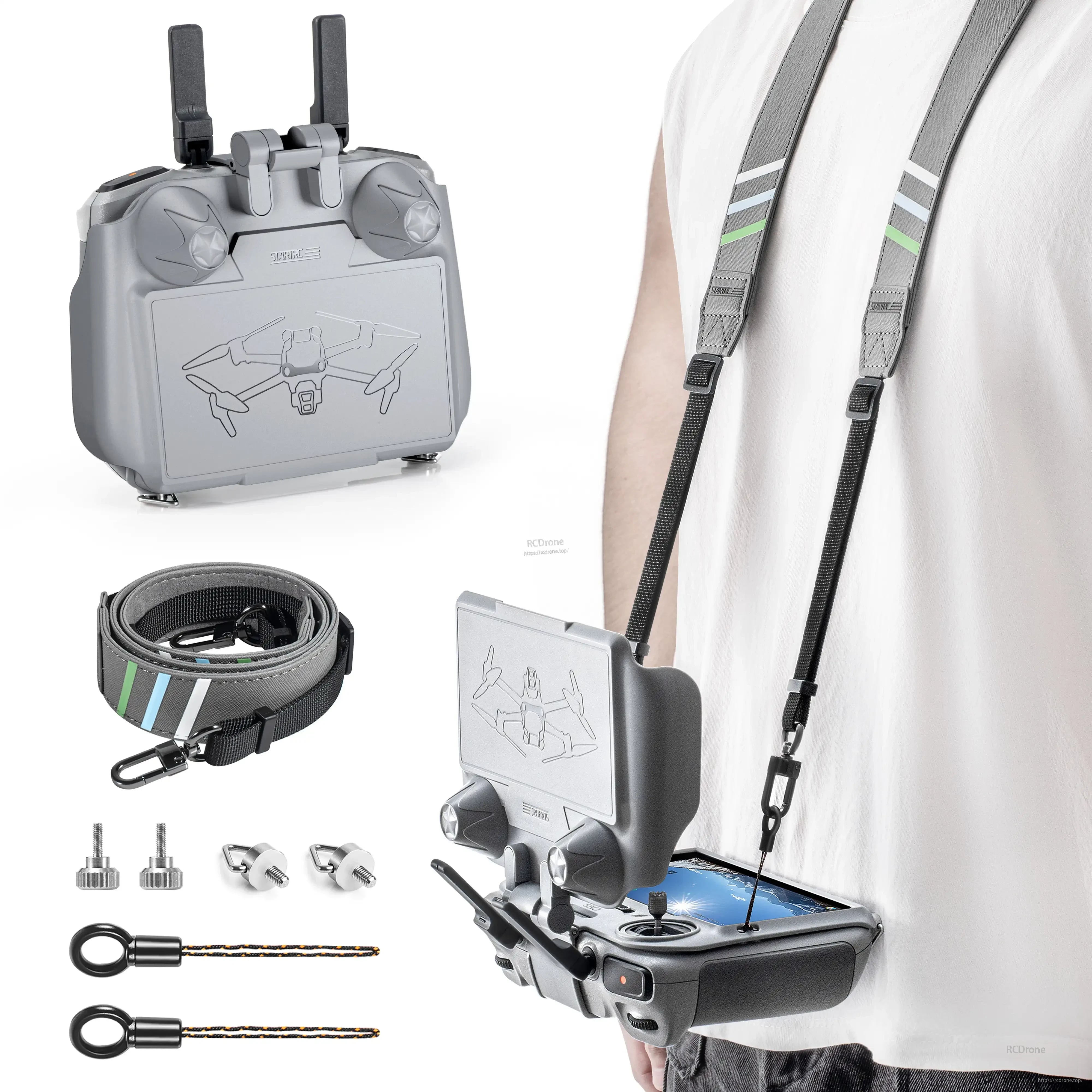 DJI RC Sun Hood, StartRC Sun Hood Kit for DJI RC 2/RC – 3-in-1 Adjustable Shade, Screen Protector & Lanyard for Mini 4 Pro/Mini 3/Air 3