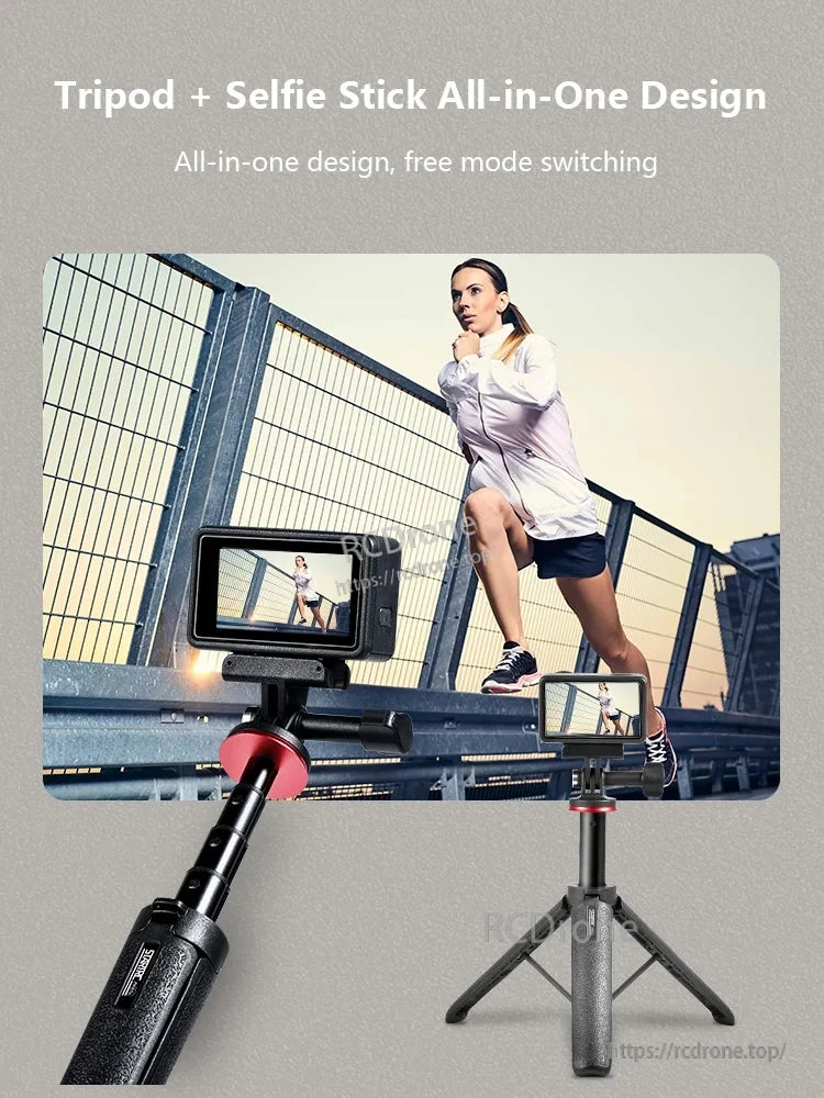 DJI Selfie Stick, A tripod and selfie stick in one, featuring seamless mode switching for flexible, multi-functional use.