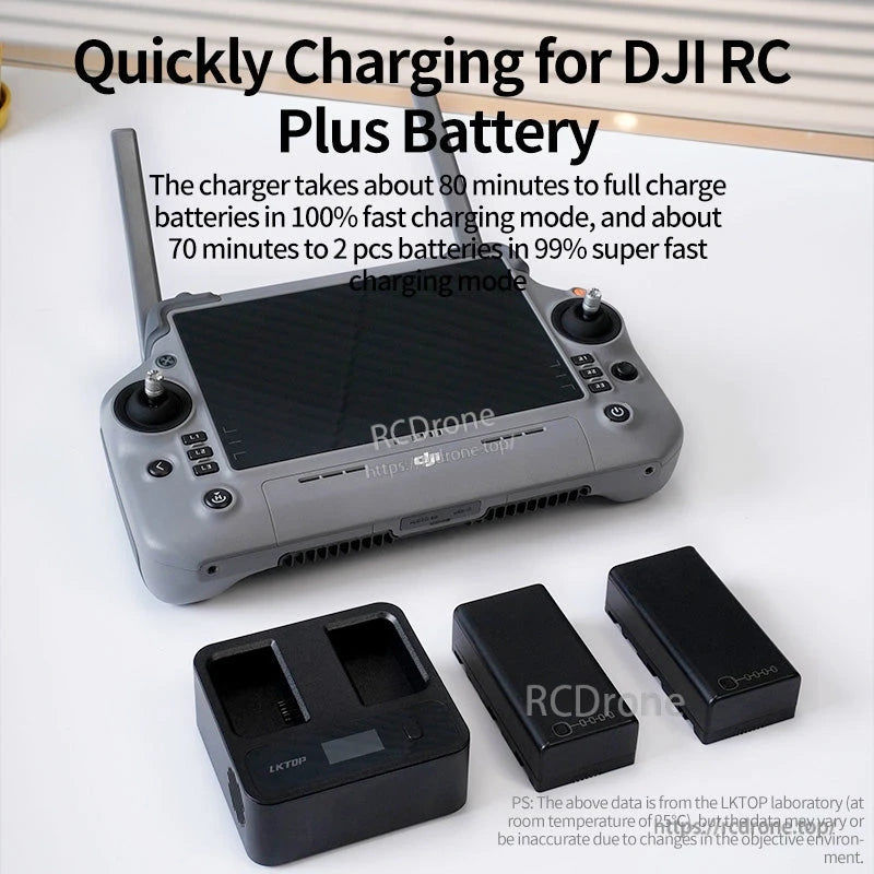 DJI WB37 Charging Hub, Charges DJI RC Plus batteries in 70–80 minutes; results vary with temperature.