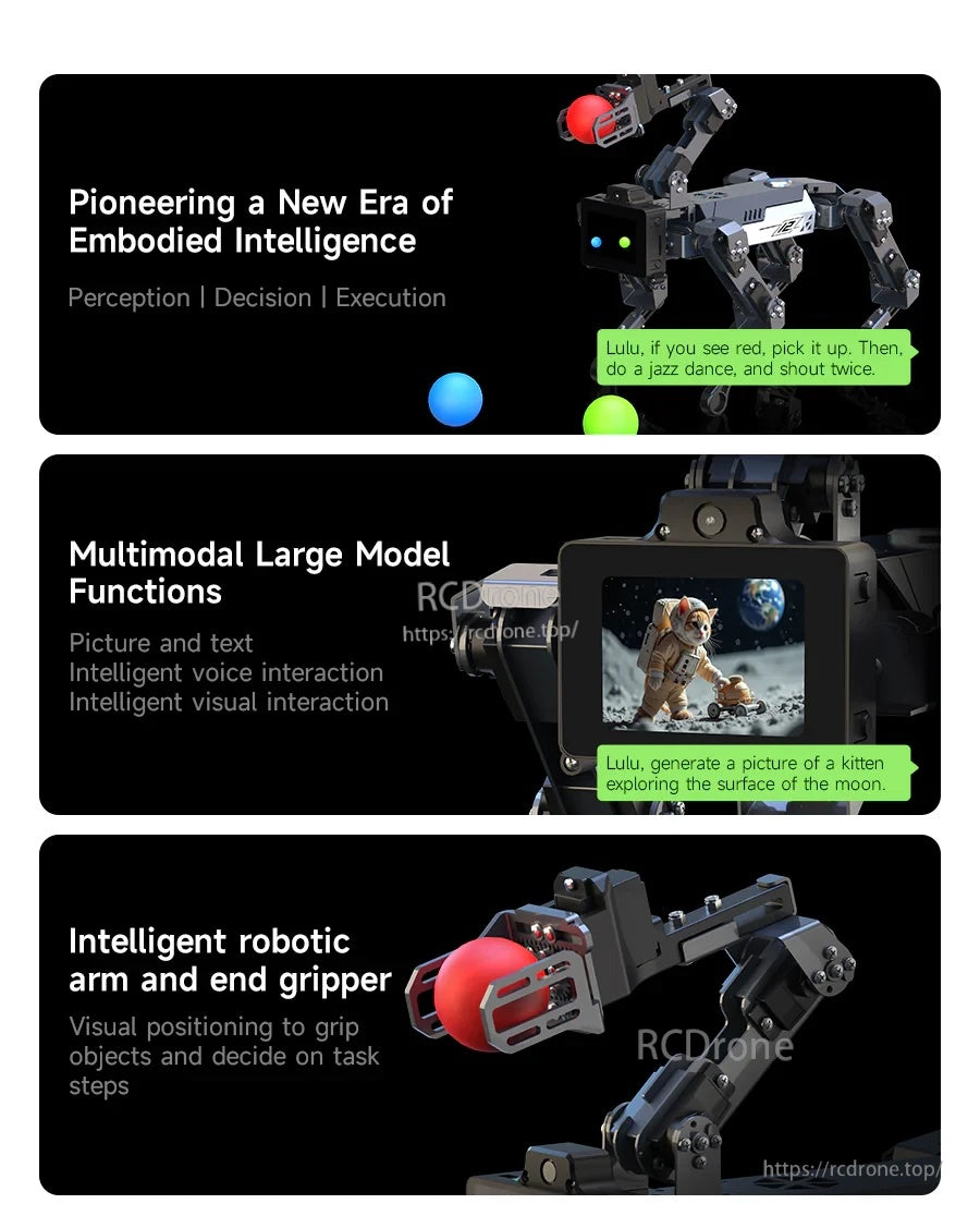 Multimodal large-model functions for DOGZILLA-Lite, including vision chat and robotic arm gripper control