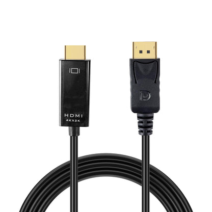 JETSON Series DP to HDMI Cable connector ends, HDMI and DisplayPort plugs on black cable