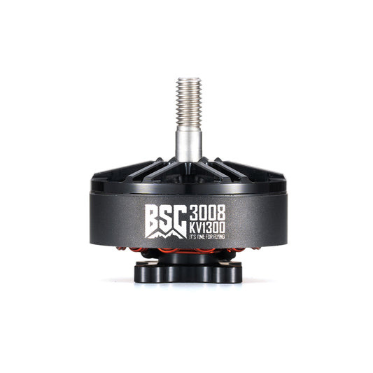 MAD BSC3008 1300KV 6S FPV Drone Motor, MAD BSC3008 KV1300 FPV drone motor with threaded shaft, black bell housing, and BSC 3008 branding