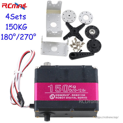 DSServo 4 комплекта RDS51150 150 кг цифровой сервопривод с цельнометаллическим механизмом 180 270 градусов двухвальный IP66 RC серводвигатель для радиоуправляемого автомобиля-робота
