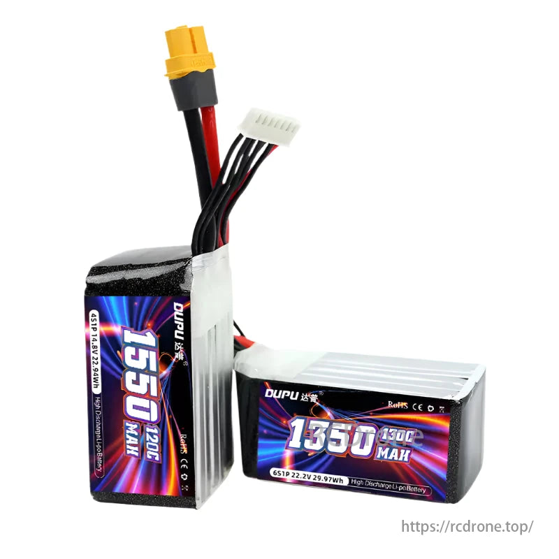 DUPU 1350mAh 4S/6S 130C 150C LiPo Battery, DUPU 1350mAh 4S/6S LiPo battery offers high discharge rate, perfect for high-performance FPV drones.