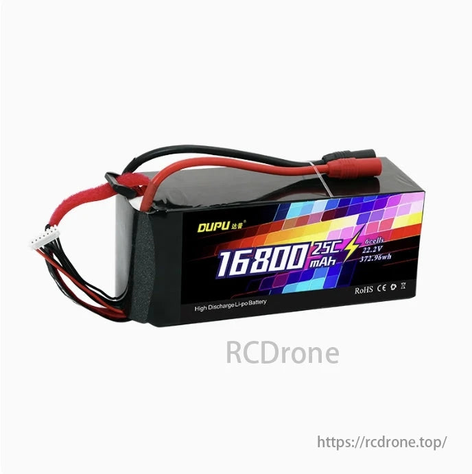 DUPU 6S / 12S / 14S 16800mAh 25C LiPo Battery, DUPU 6S 16800mAh 25C LiPo battery for industrial UAVs and agriculture drones. High discharge, 22.2V, 372.9Wh capacity.