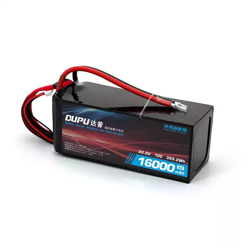 DUPU 6S solid-state Li-ion drone battery: 16000mAh, 22.2V, 10C.