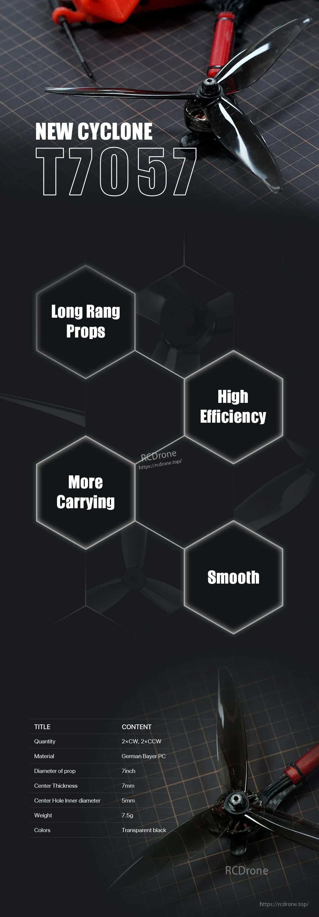 Dalprop New Cyclone T7057 Props Long Range(4pcs)