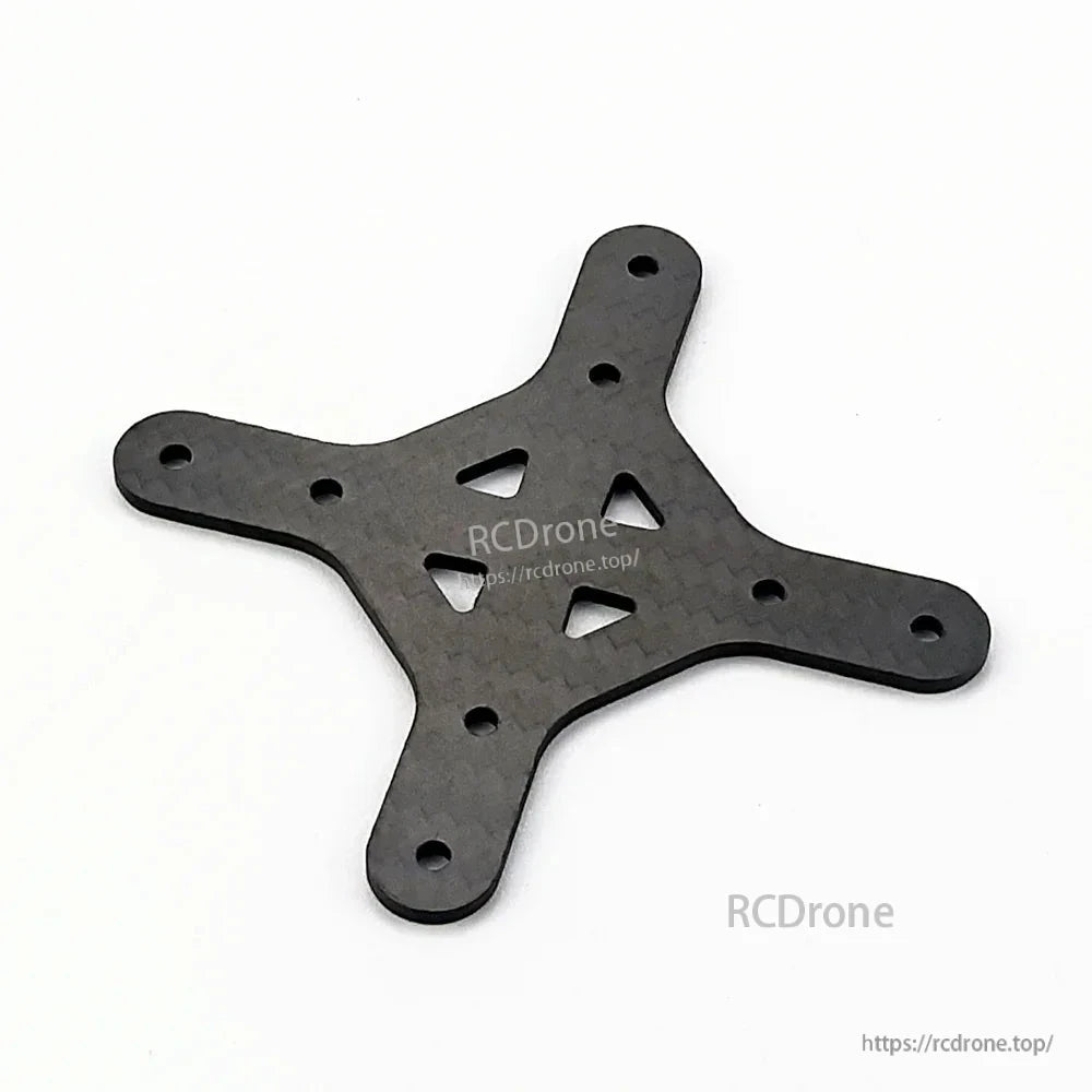 Carbon fiber center plate with cutouts and mounting holes for the quadcopter frame kit