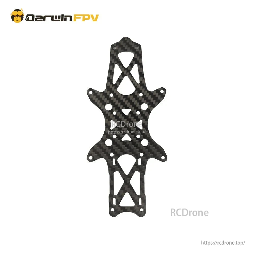 Carbon fiber center plate for FPV frame with elongated slots and stack mounting hole pattern
