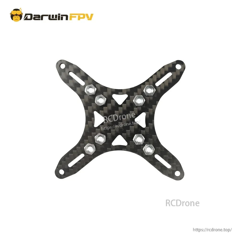 Carbon fiber top plate with multiple mounting holes and installed nuts for 30x30 stack mounting