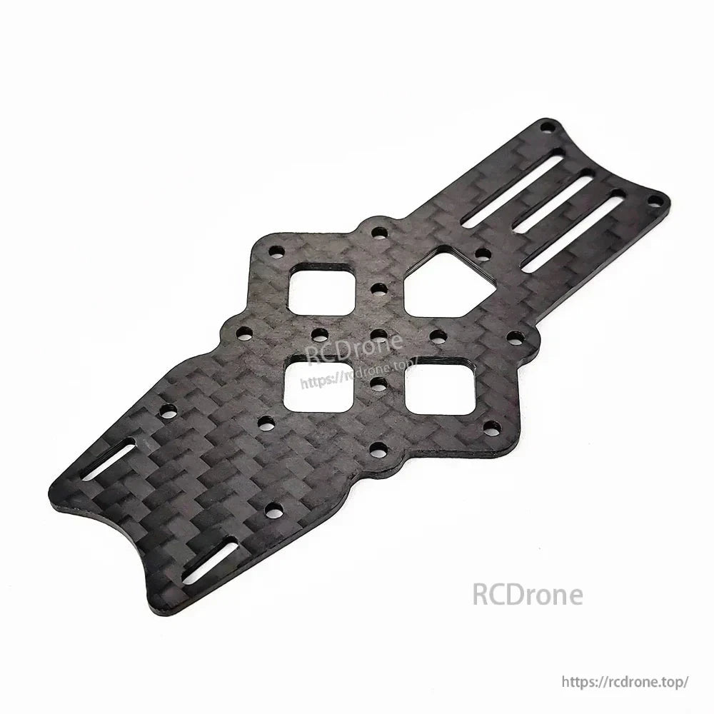 Carbon fiber main bottom plate for FPV frame with camera cutouts and multiple mounting holes