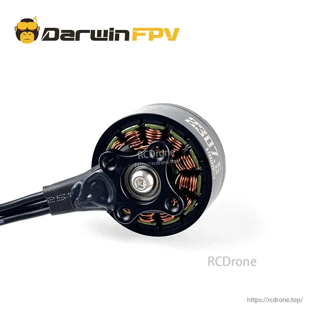 Bottom view showing copper windings and base plate of the 2307.5 brushless FPV motor