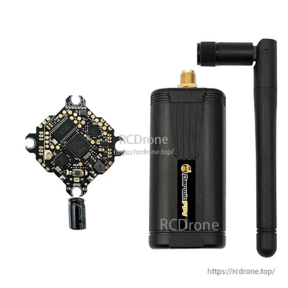 Package contents showing TX module, antenna, and included PCB board