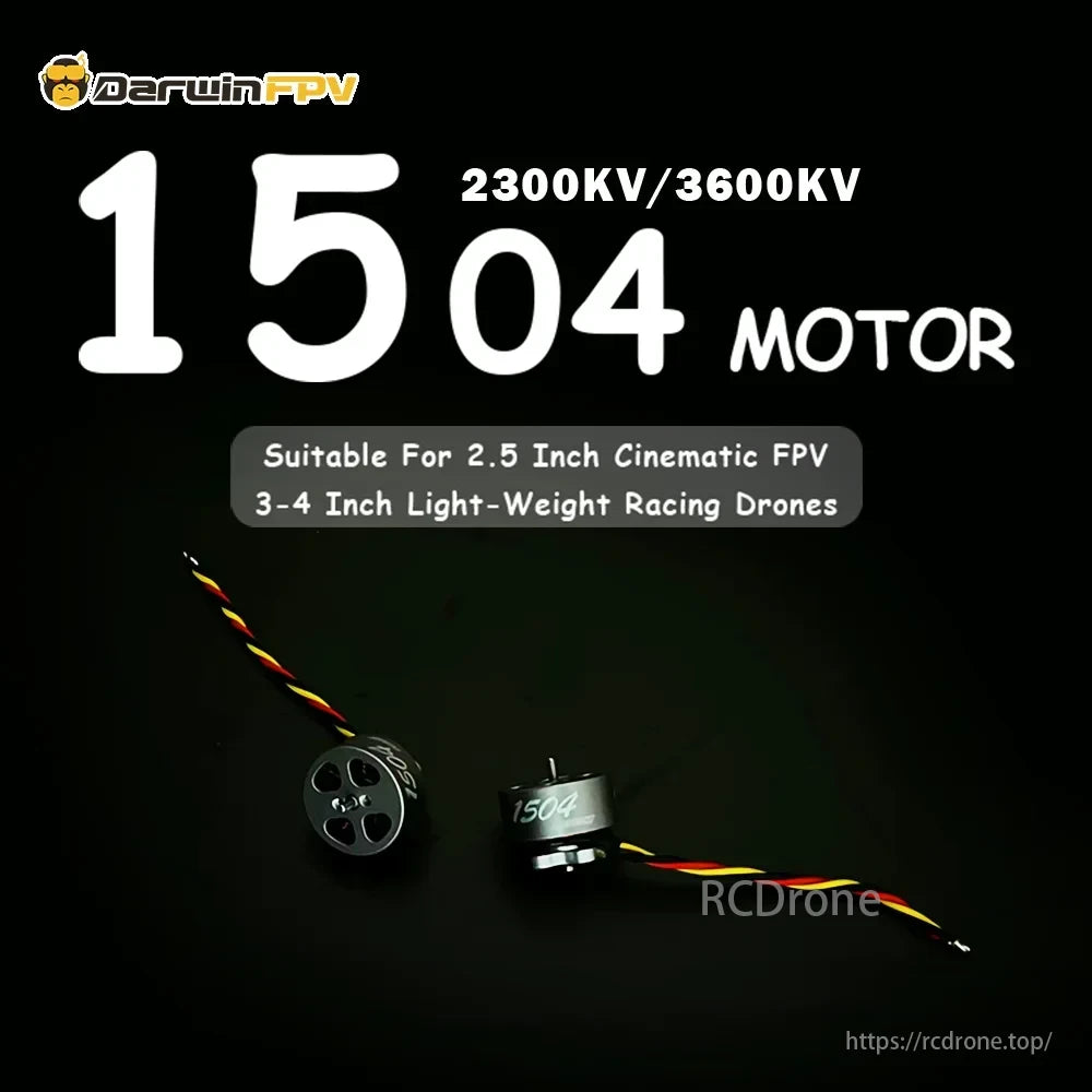 DarwinFPV 1504 Brushless Motor, DarwinFPV 1504 Motor, 2300KV/3600KV, designed for 2.5-inch FPV and 3-4-inch drones.