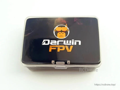 DarwinFPV branded storage case closed, black lid with DarwinFPV logo